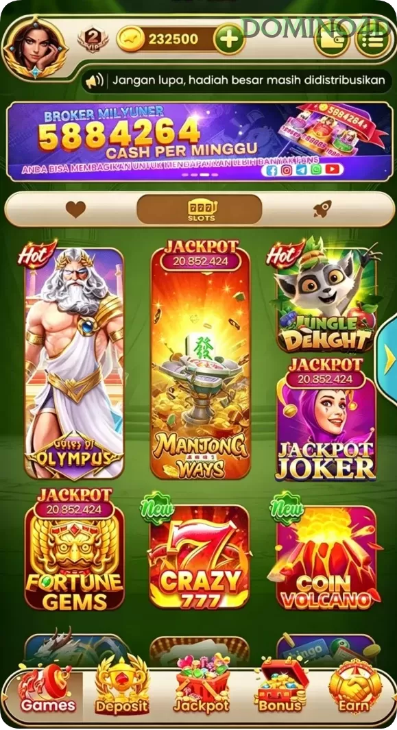 Cuplikan layar LINTAS88 — menu navigasi